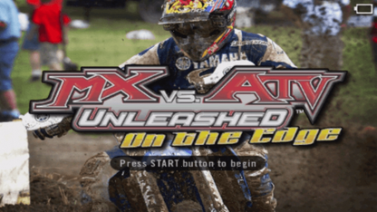 MX vs ATV: On the Edge start screen for PlayStation Portable (PSP) off-road racing game