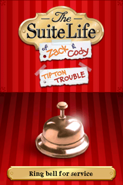 The Suite Life of Zack and Cody: Tipton Trouble start screen for Nintendo DS (DS) action adventure video game