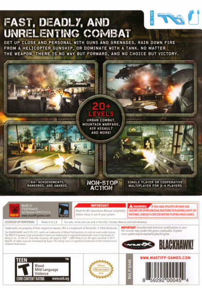 Heavy Fire: Afghanistan – Nintendo Wii (Wii) on-rails military shooter back of case for video game