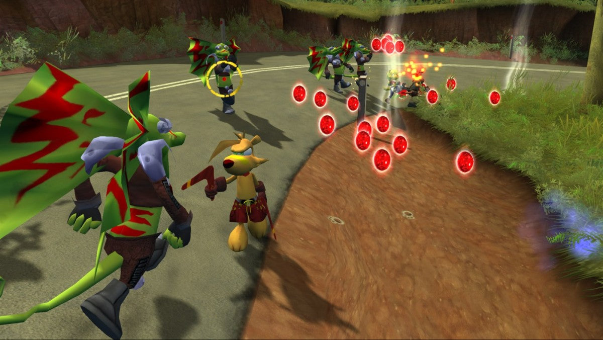 Ty the Tasmanian Tiger 2 Bush Rescue for PlayStation 2 action platformer video game featuring open hub worlds boomerang based combat Australian themed environments and classic cartoon style adventure experience gameplay
