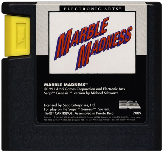 Marble Madness cartridge for Sega Genesis (GEN) video game