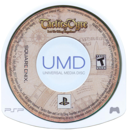 Tactics Ogre Let Us Cling Together UMD cover art for PlayStation Portable (PSP) video game.