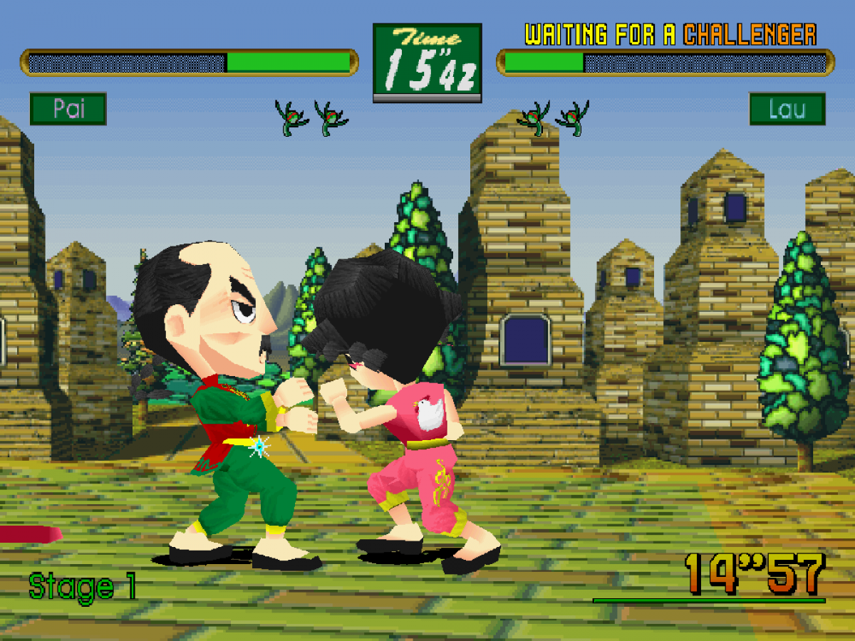 Virtua Fighter Kids Sega Saturn 3D fighting game super deformed chibi versions of Virtua Fighter characters arcade combat simplified mechanics Sega AM2 versus battles retro gaming Sega Saturn software video game title gameplay 