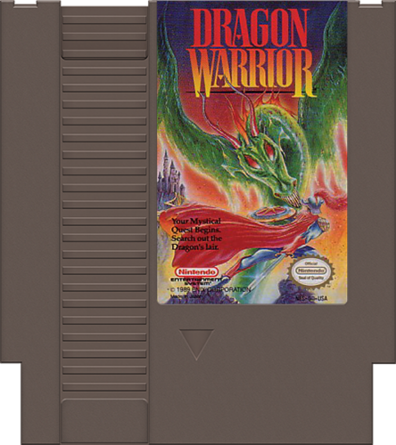Dragon Warrior NES Nintendo Entertainment System JRPG role playing game fantasy adventure turn based combat exploration leveling classic Enix retro 8 bit gaming cartridge video game title cartridge