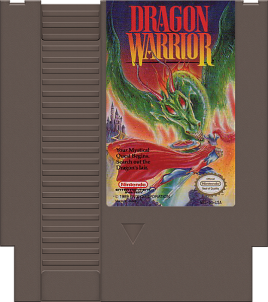 Dragon Warrior NES Nintendo Entertainment System JRPG role playing game fantasy adventure turn based combat exploration leveling classic Enix retro 8 bit gaming cartridge video game title cartridge