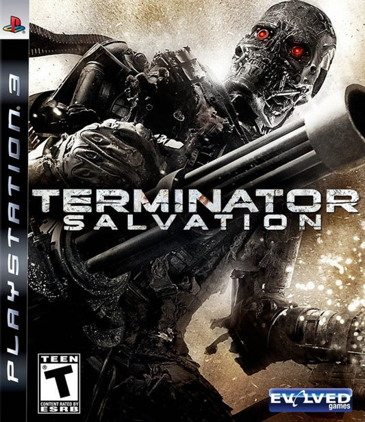 Terminator Salvation for PlayStation 3 (PS3) at Gamers INC, featuring an intense third-person cover-based shooter set in the post-apocalyptic Future War where you play as John Connor leading the Resistance against the relentless machines of Skynet front cover