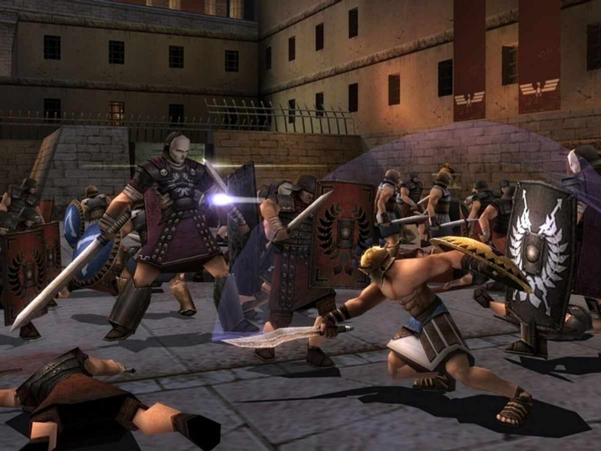 Spartan: Total Warrior for PlayStation 2 action hack and slash game ancient Rome and Greece setting large scale battles melee combat mythological enemies campaign mode gameplay