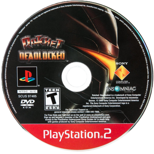 Ratchet: Deadlocked [Greatest Hits] – PlayStation 2 (PS2) video game disc, 3D action platformer shooter.