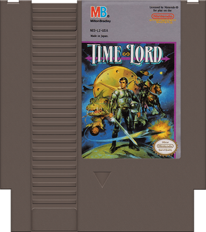 Time Lord retro NES video game Time Lord action adventure time travel platform gameplay combat historical eras classic console title Nintendo Entertainment System release cartridge