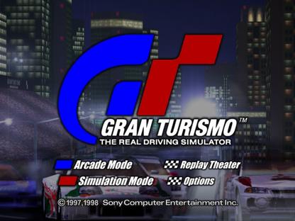 Gran Turismo retro simulation racing game for PlayStation 1 (PS1) title screen