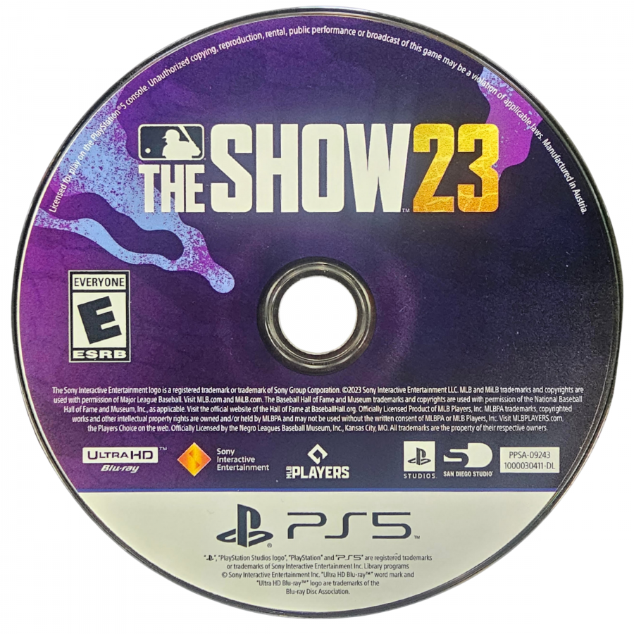 MLB The Show 23 PlayStation 5 PS5 video game featuring realistic baseball simulation gameplay Major League Baseball teams and players batting pitching fielding base running franchise mode Road to the Show career mode Diamond Dynasty team building competitive multiplayer stadiums and authentic baseball action classic PlayStation 5 sports gaming retro video game collection collectible gaming appeal game disc