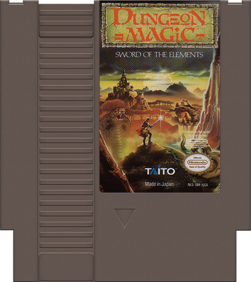Dungeon Magic NES Nintendo Entertainment System fantasy action adventure RPG dungeon crawler spellcasting magic combat side scrolling gameplay Taito retro 8 bit gaming cartridge video game title cartridge