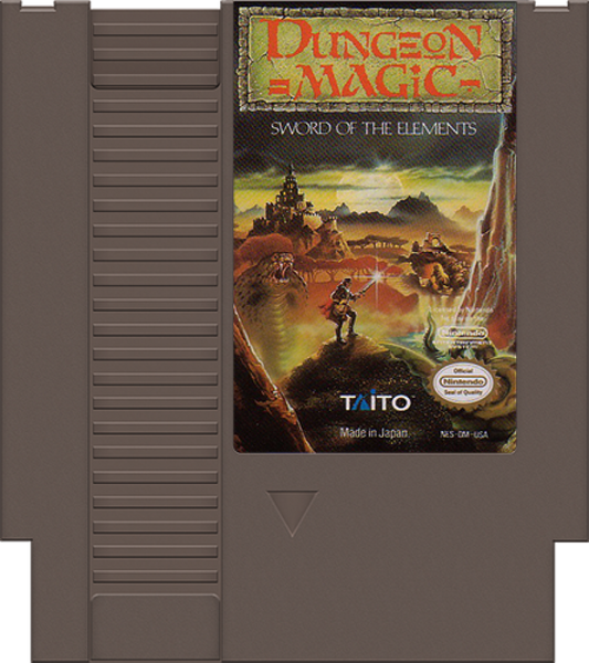 Dungeon Magic NES Nintendo Entertainment System fantasy action adventure RPG dungeon crawler spellcasting magic combat side scrolling gameplay Taito retro 8 bit gaming cartridge video game title cartridge