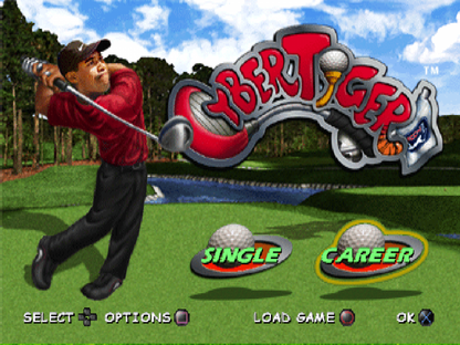 CyberTiger start screen for PlayStation 1 PS1 retro golf video game