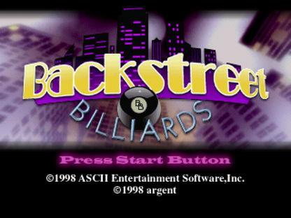 Billiards start screen for PlayStation 1 (PS1) retro video game