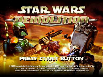 Star Wars Demolition Sega Dreamcast DC for retro video game enthusiasts featuring vehicular combat gameplay Star Wars battles explosive arena combat iconic vehicles multiplayer action destructive weapons fast paced arcade excitement classic Dreamcast collectible gaming appeal start title screen