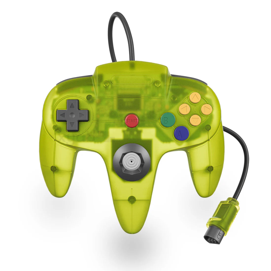 XYAB brand Electric Green Nintendo 64 controller wired gaming accessory