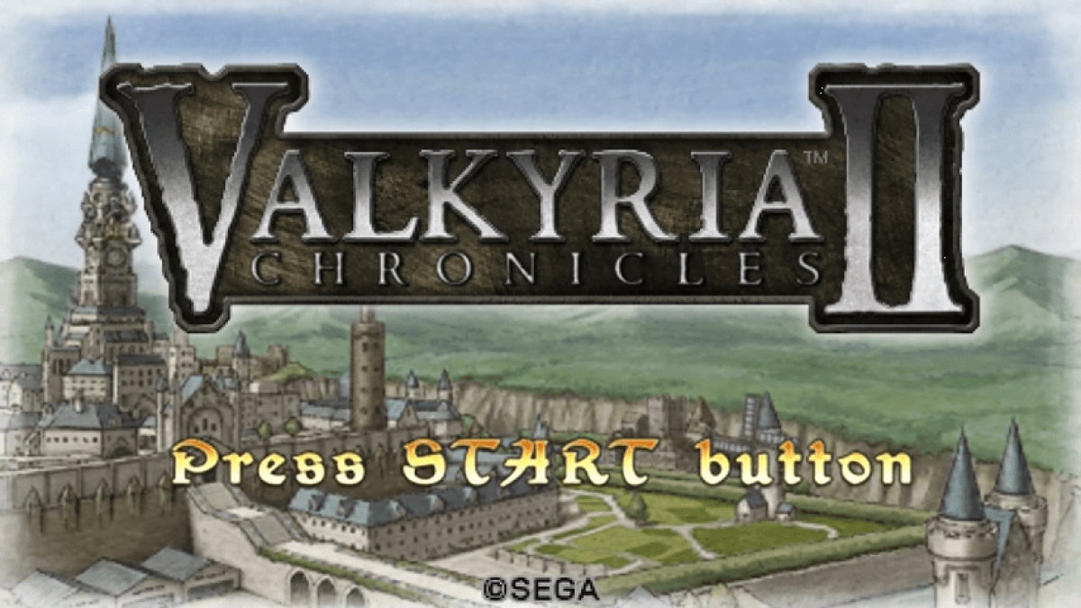 Valkyria Chronicles 2 – start screen for PlayStation Portable (PSP) tactical role-playing game