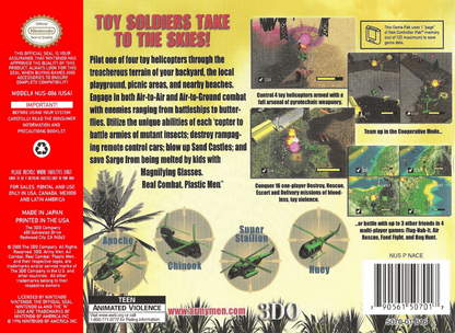 Army Men: Air Combat [Green Cart] back cover art for Nintendo 64 (N64) video game