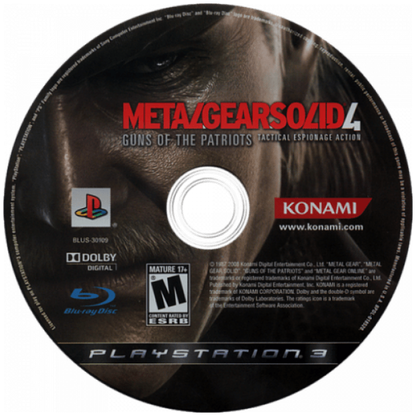 Metal Gear Solid 4: Guns of the Patriots disc for PlayStation 3 (PS3) video game