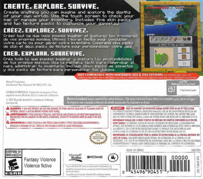 Minecraft New Nintendo 3DS Edition Nintendo 3DS for video game enthusiasts featuring sandbox building gameplay survival and creative modes block based world exploration crafting resource gathering endless adventure and collectible gaming appeal back art 
