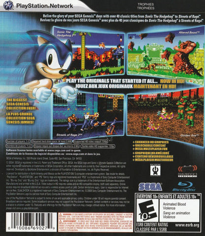 Sonic's Ultimate Genesis Collection back cover art for PlayStation 3 (PS3) video game