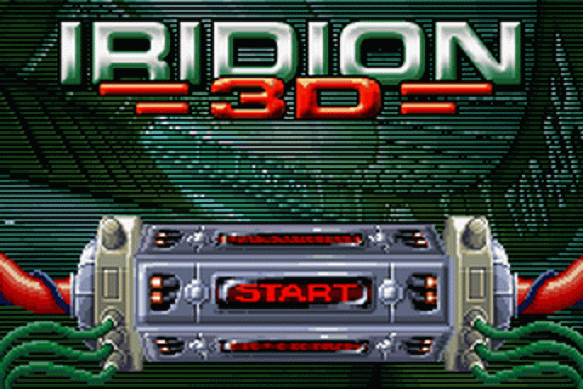 Iridion 3D Game Boy Advance GBA video game featuring futuristic shoot em up gameplay 3D space environments spaceship combat enemy waves power ups challenging levels boss battles and classic handheld action retro video game collection collectible gaming appeal start screen