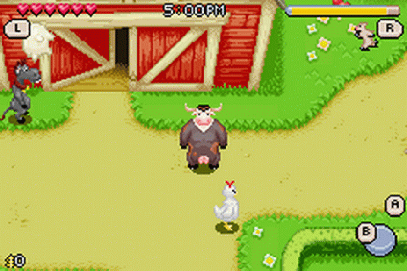 Barnyard Game Boy Advance GBA gameplay for retro video game enthusiasts featuring farm themed adventure gameplay mini game collections open farm exploration animal character activities lighthearted story missions and portable handheld casual gaming experience and collectible gaming appeal