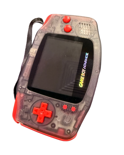 Game Boy Advance Custom Red and Black Shell handheld gaming system featuring a custom red and black shell design with a classic horizontal layout responsive controls and compatibility with Game Boy Advance and Game Boy Color games