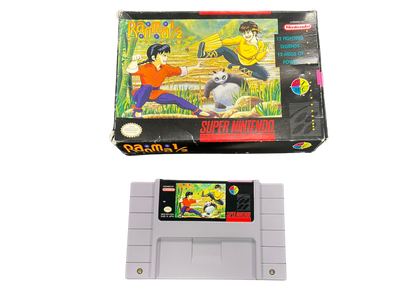 Ranma 1/2 Hard Battle Super Nintendo Entertainment System SNES for retro video game enthusiasts featuring anime inspired fighting gameplay one on one martial arts battles colorful character roster special moves competitive action classic 16 bit graphics and collectible gaming appeal front cover art cartidge