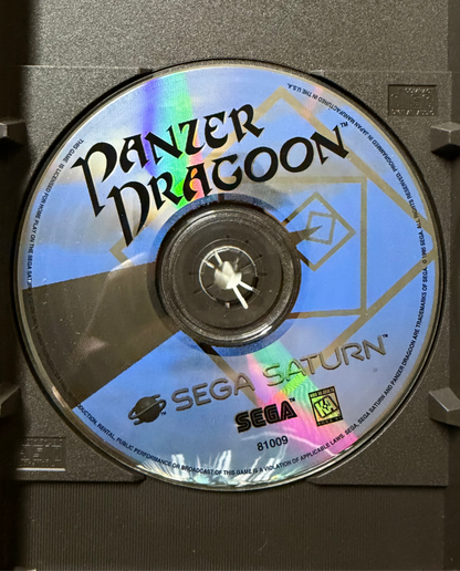 Panzer Dragoon Sega Saturn for retro video game enthusiasts featuring classic rail shooter gameplay dragon riding aerial combat fantasy sci fi environments intense enemy battles powerful weapons and collectible gaming appeal disc