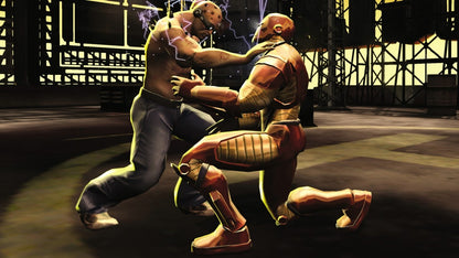 Marvel Nemesis Rise of the Imperfects Xbox inspired design featuring superhero fighting action aesthetic explosive battles iconic Marvel characters powerful abilities urban destruction cinematic combat fast paced arena gameplay comic book inspired presentation gameplay