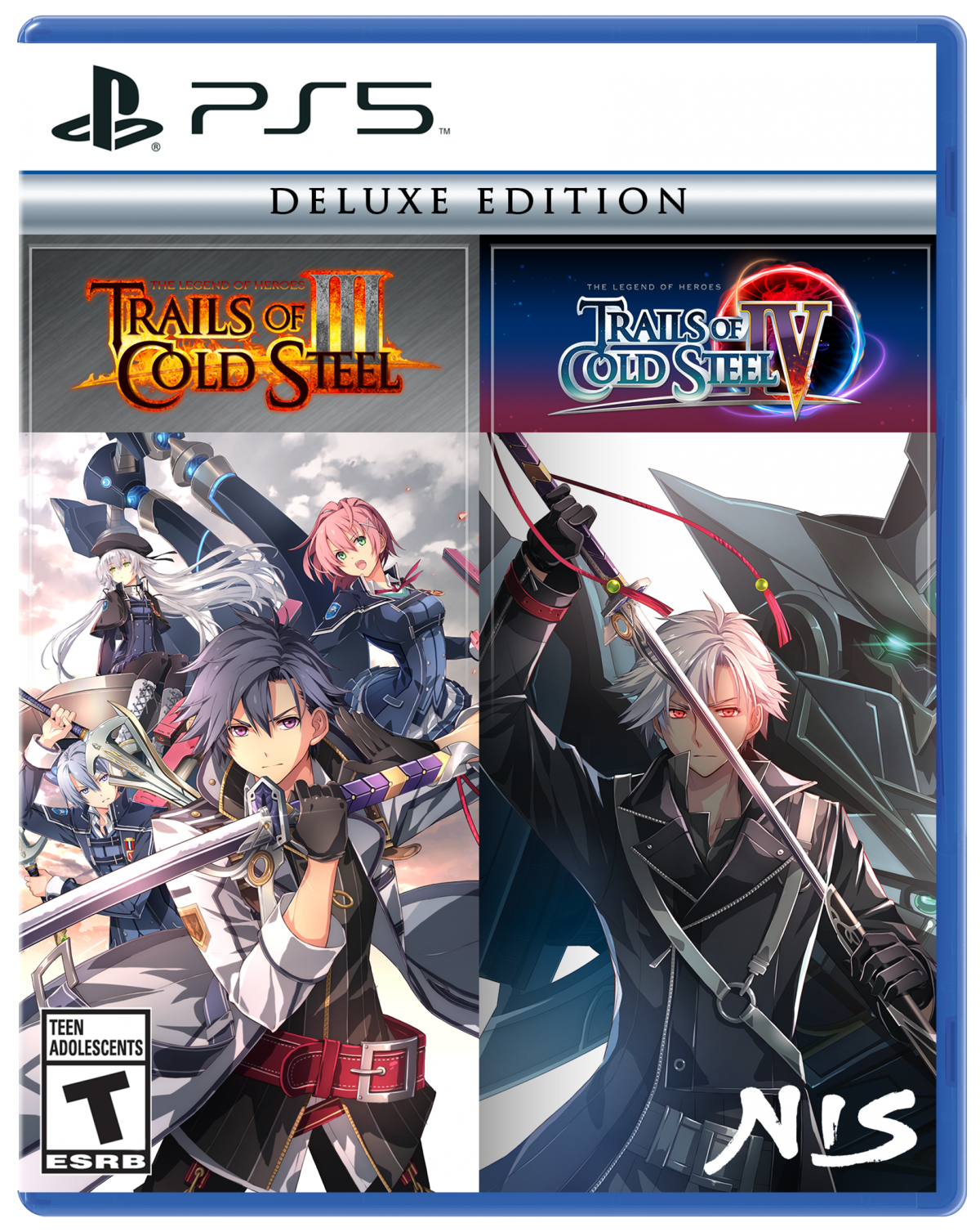 The Legend of Heroes Trails of Cold Steel III and Trails of Cold Steel IV Deluxe Edition featuring epic JRPG storytelling, turn-based combat, and bonus deluxe edition content cover art