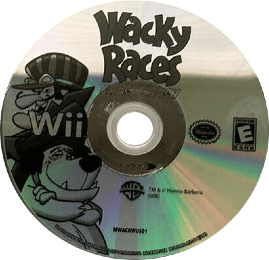 Wacky Races: Crash and Dash disc art for Nintendo Wii (Wii) featuring cartoon‑style racing with zany vehicles, outrageous traps, and characters from the classic Hanna‑Barbera series