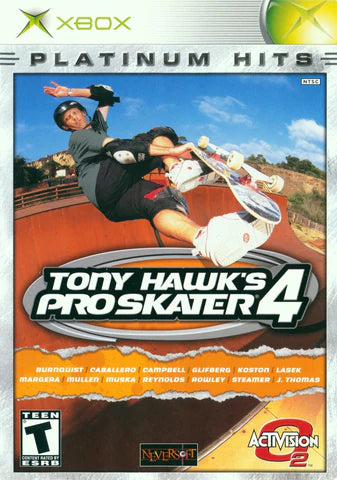 Xbox Platinum Hits Tony Hawk’s Pro Skater 4 featuring extreme skateboarding action with professional skaters cover art