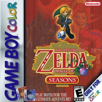 The Legend of Zelda: Oracle of Seasons Nintendo Game Boy Color GBC for action adventure retro video game fans featuring seasonal puzzle solving epic exploration dungeon crawling sword combat magical abilities fantasy world classic handheld gaming collectible gaming appeal front cover art