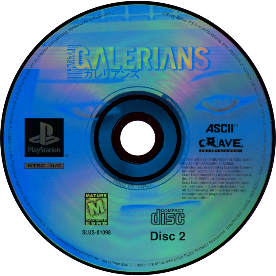 Galerians PlayStation PS1 for survival horror video game fans featuring psychological horror gameplay cinematic storytelling puzzle solving exploration psychic powers tense combat futuristic sci fi setting atmospheric adventure classic horror experience collectible gaming appeal disc 2
