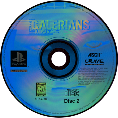 Galerians PlayStation PS1 for survival horror video game fans featuring psychological horror gameplay cinematic storytelling puzzle solving exploration psychic powers tense combat futuristic sci fi setting atmospheric adventure classic horror experience collectible gaming appeal disc 2