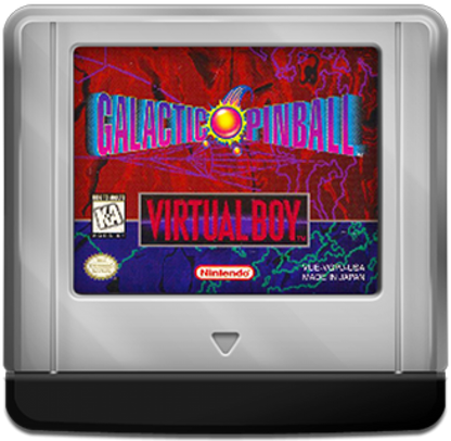 Galactic Pinball Virtual Boy video game, sci-fi themed pinball gameplay, classic Nintendo Virtual Boy title cartridge