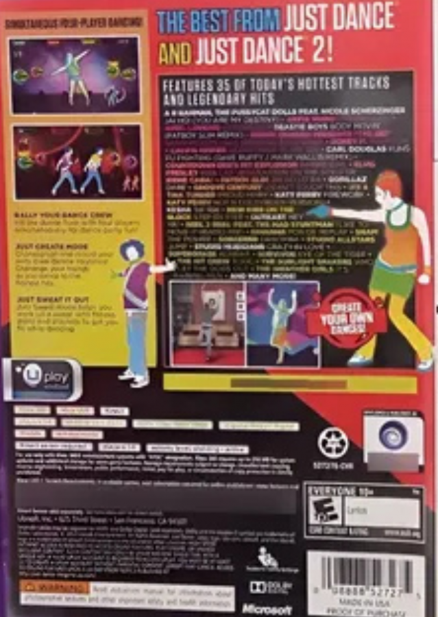 Just Dance Greatest Hits Xbox 360 for retro video game enthusiasts featuring rhythm and dance gameplay popular hit songs motion controlled choreography multiplayer party modes energetic performances family friendly entertainment and collectible gaming appeal back cover 