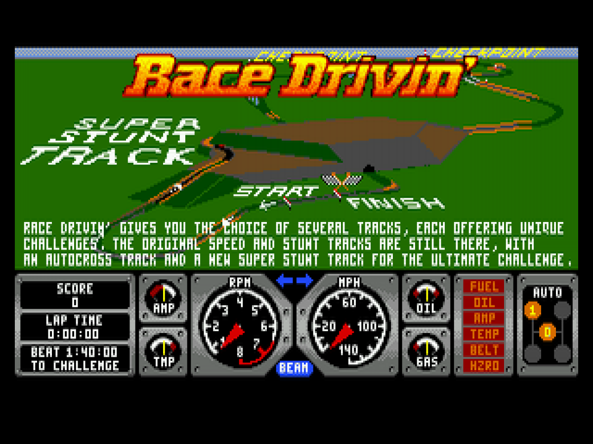 Race Drivin' title screen for Sega Genesis (GEN) video game