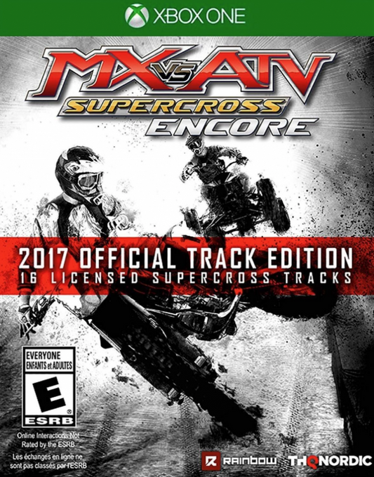 MX vs. ATV Supercross Encore 2017 Official Track Edition for Xbox One, cover art image for an off-road motocross racing sports video game