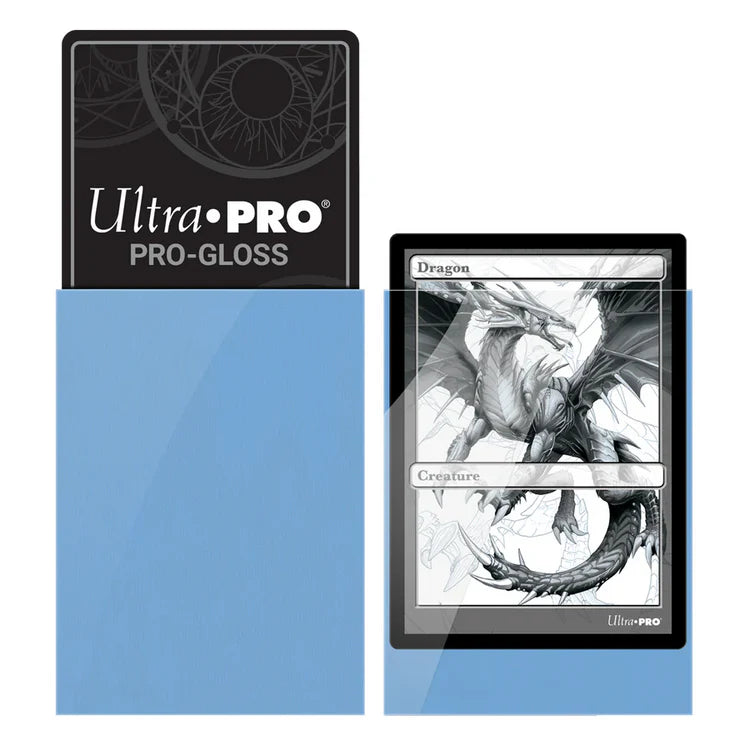 Blue PRO Gloss standard deck sleeves for TCG and collectible cards.