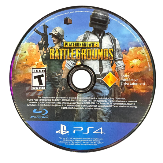 PlayerUnknowns Battlegrounds PS4 Sony PlayStation 4 battle royale survival shooter PUBG online multiplayer last player standing tactical combat realistic weapons looting drop zone parachute survival match intense shooter gameplay Krafton PlayStation 4 software video game title disc