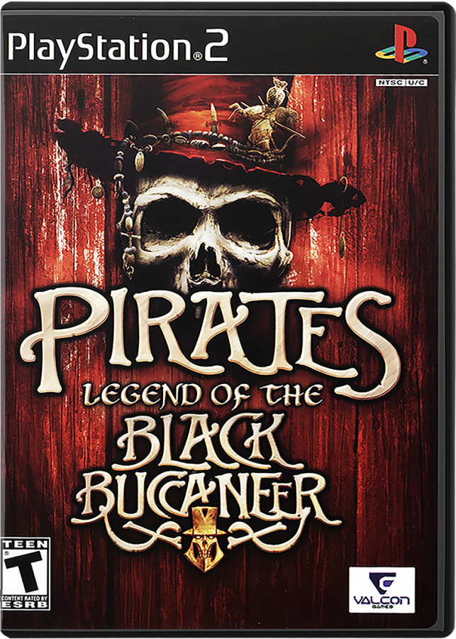 Pirates: Legend of the Black Buccaneer – PlayStation 2 (PS2) video game cover image, action-adventure pirate game.