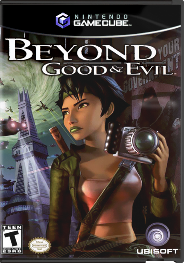 Beyond Good & Evil cover art for GameCube game featuring action adventure gameplay with exploration, puzzle solving, and sci-fi storytelling