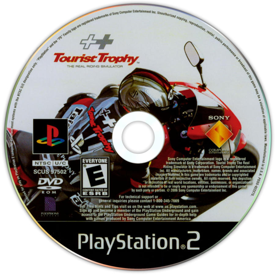 Tourist Trophy – PlayStation 2 (PS2) video game disc, motorcycle racing simulation.