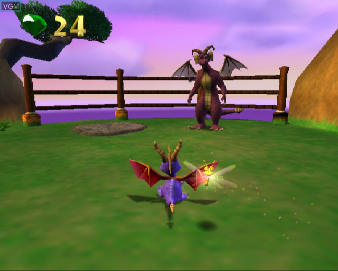 Spyro Enter the Dragonfly Greatest Hits PlayStation 2 PS2 for retro video game enthusiasts featuring 3D platforming gameplay dragon adventure exploration collectible gems puzzle solving colorful fantasy worlds Spyro abilities and collectible gaming appeal gameplay
