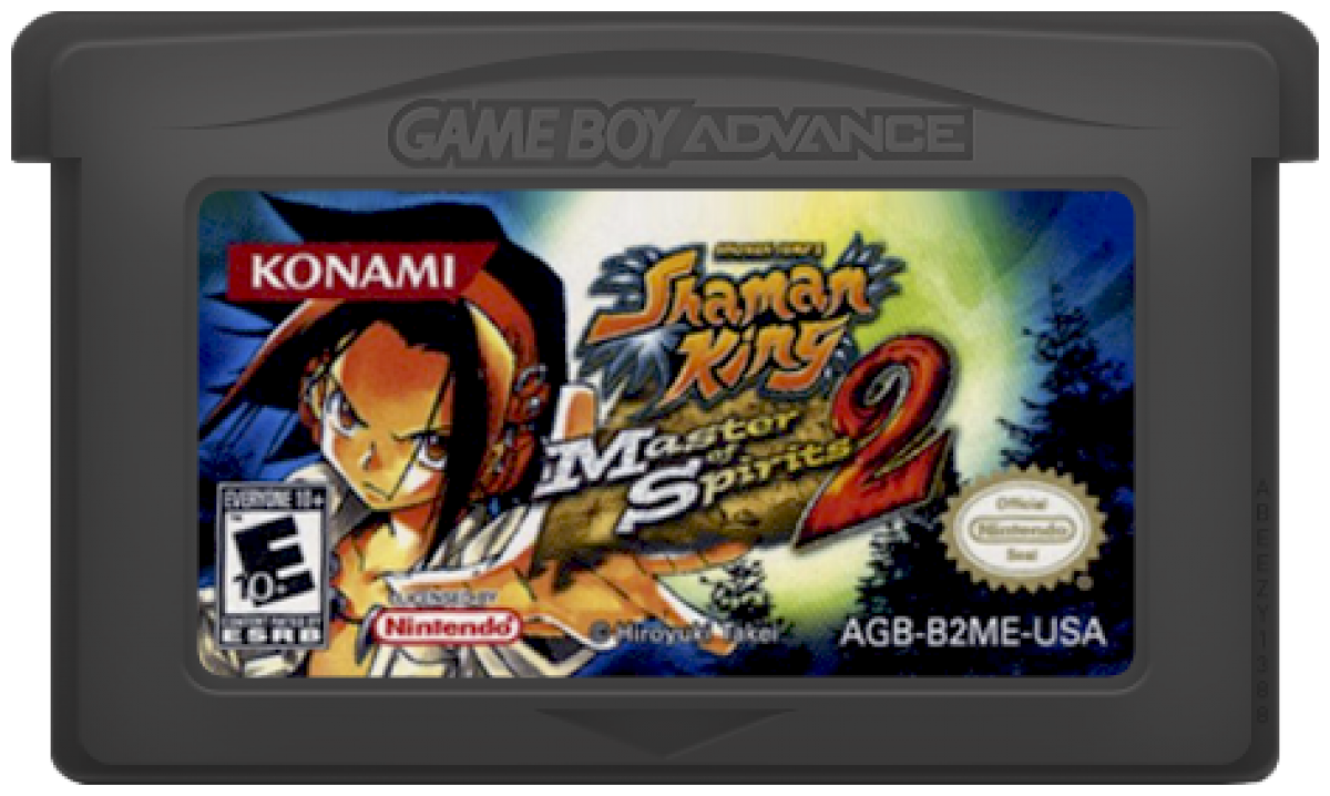 Shaman King Master of Spirits 2 for Game Boy Advance (GBA), cartridge for a retro video game featuring action platforming gameplay, spirit-based combat, anime-inspired storyline, character progression, and side-scrolling adventure