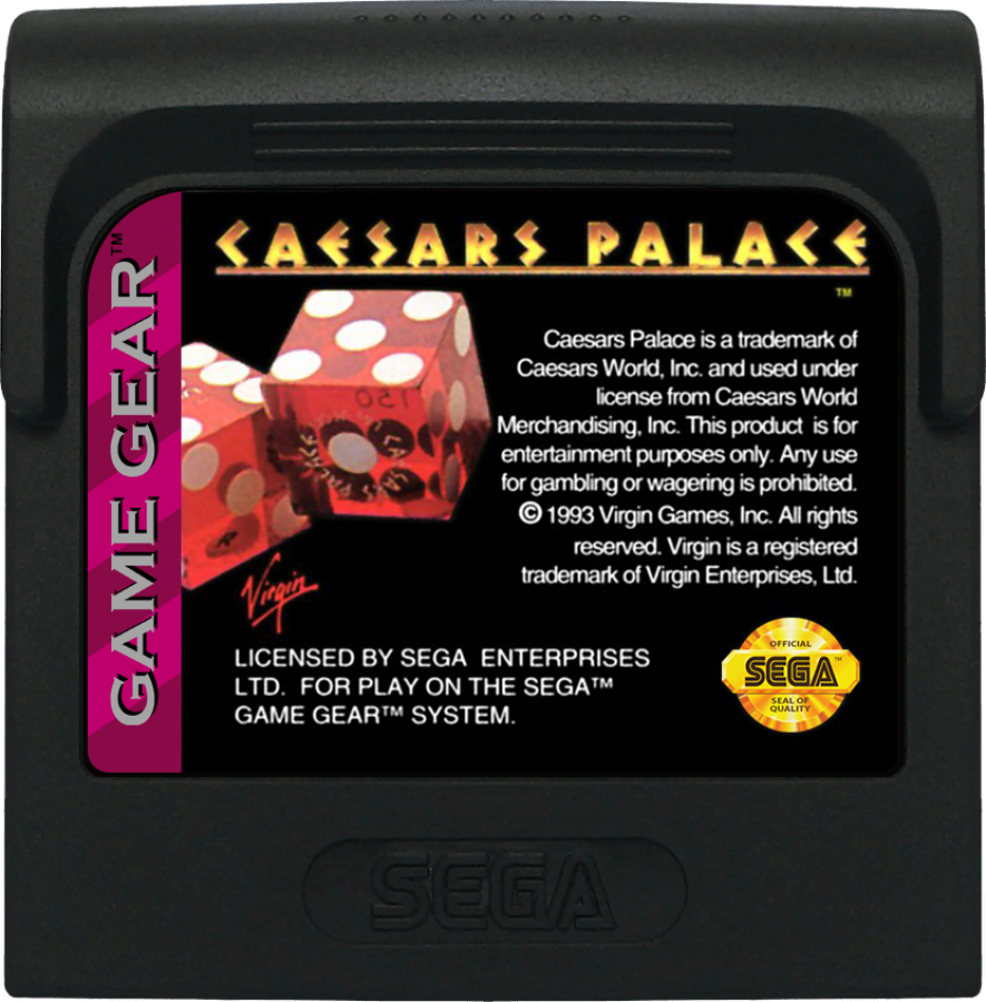 Caesar's Palace cartridge for Sega Game Gear (GG) video game